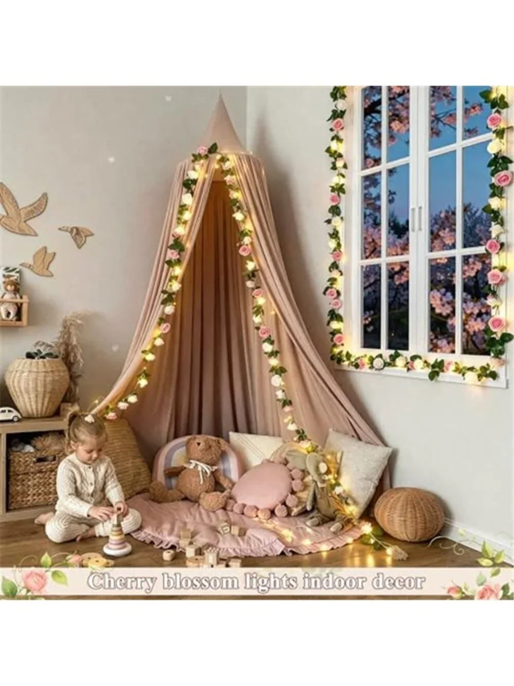 Rose Flower String Lights Pink Garland LED Battery Bedroom Wedding Party Decor